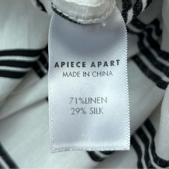 Apiece Apart Nueva Augustina Tunic, Black and White Striped Linen & Silk, Size 0 - Picture 15 of 16